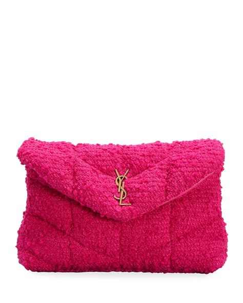 Saint Laurent Puffer Small YSL Tweed Boucle Pouch Clutch Bag